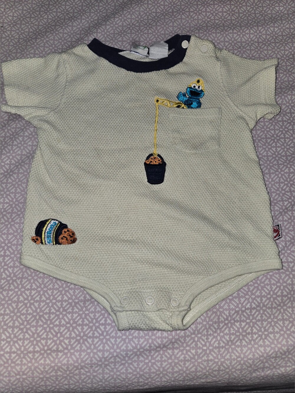Sesame street cookie, monster onesie.